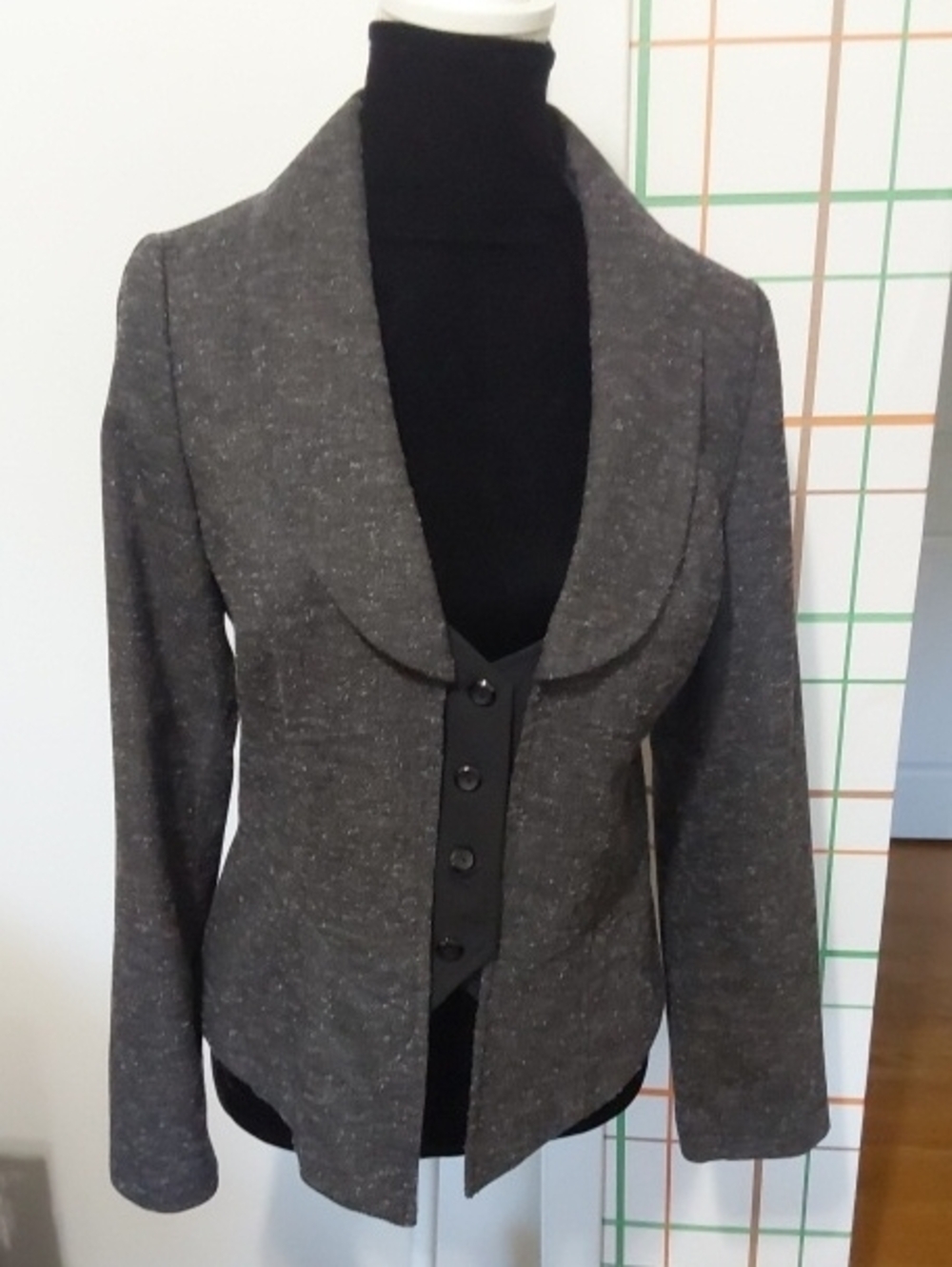 Alyx Charcoal Gray Tailored Button-Front Blazer